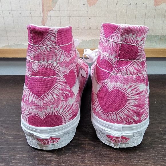 BRAND NEW Vans Sk8-Hi Tapered Pink 'Tie Dye Hearts' Pink Women's Size 8.0 - Picture 5 of 7